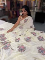 Pastel yellow chinnon with embroidery SS50520