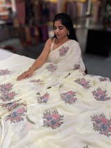 Pastel yellow chinnon with embroidery SS50520
