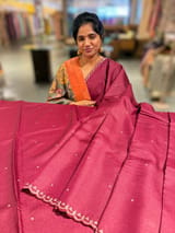 Burgundy Tussar with fusion blouse SS50458