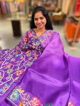 Purple Organza with patan patola inspired embroidery