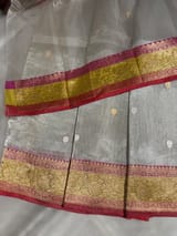 Banarasi Handloom silver tissue Saree with multi color woven border SS50420