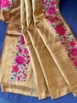 Molten Gold Kanjeevaram Tissue Sareewith petite point embroidery : S62F090