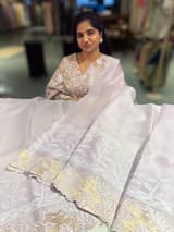 Lilac Organza saree with heavy embroiderey SS50552