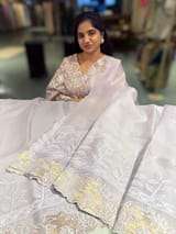 Lilac Organza saree with heavy embroiderey SS50552