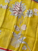 Mango Yellow Designer Organza with Tissue applique work