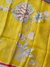 Mango Yellow Designer Organza with Tissue applique work
