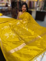 Lime yellow Designer Ektara Banarasi Silk Saree