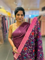 Wine tussar with fusion blouse SS50480