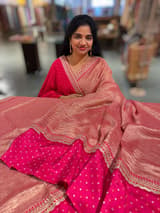 Dark Pink Crush Tissue Saree with Bandhini &Sabhya borders