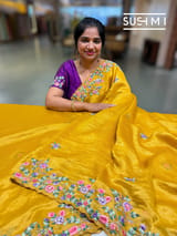 Mango Yellow Mul Tissue stripes saree DSCL041