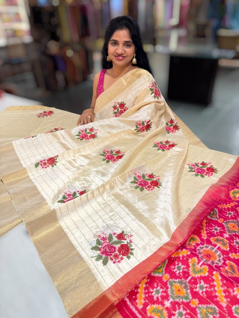 Ivory Kanchi Soft Silk Saree with embroidery SS50129