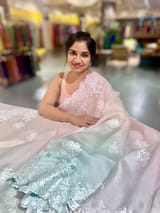 Pure Organza  Ombre Dyed Saree With allover Embroidery SS50310