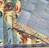 Mul silk tissue stripes handloom saree with handpainting