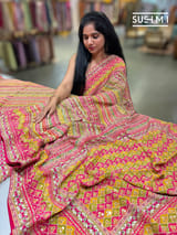 Printed crepe silk with allover sequnce : S62F127