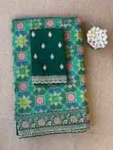 Emerald Green & Blue Banarasi bandhini georgette SS5051
