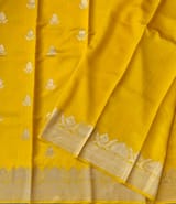 Yellow Poona Silk Saree in Monotone Look with heavy weaving borders & kaduwa woven motifs.