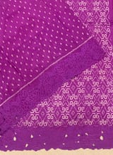 Brinjal Cambodian–inspired Ikkat Silk Saree with cutwork Rose Border SS50347