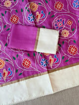Rose Pink Pure tussar with patola inspired embroidery: S62F191