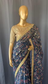 Organza printed Saree with sabhyasachi border