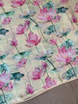 Pure lenin saree with statement Pichwai Print