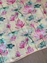 Pure lenin saree with statement Pichwai Print