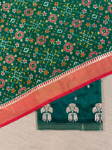 Bottle Green Handloom Raw Silk Saree SS50493
