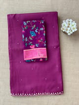 Wine tussar with fusion blouse SS50480