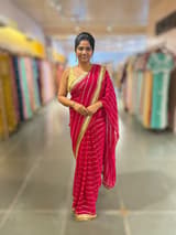 Dark Pink Georgette Saree with badla sequnce stripes: S62F073