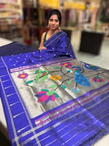 Purplish BluePure handloom paithani silk saree with single muniya border SS50378