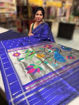 Purplish BluePure handloom paithani silk saree with single muniya border SS50378