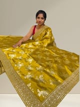 Olive Mustard Designer Banarasi Silk Saree SS50580