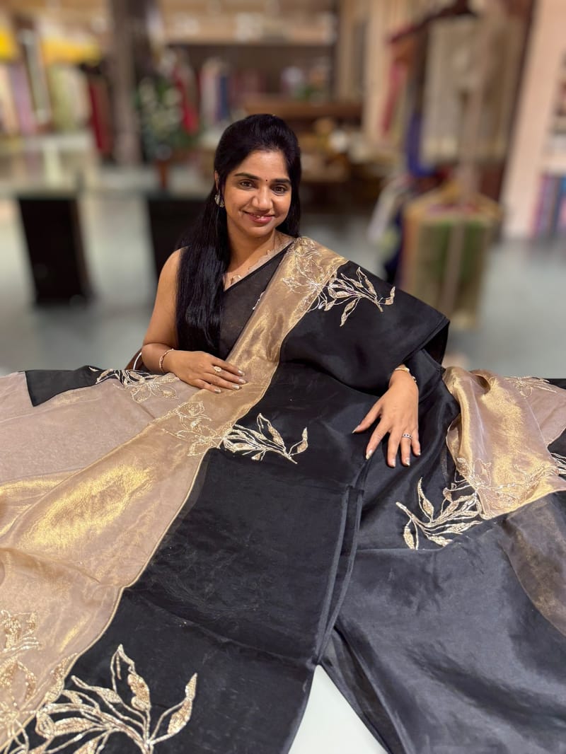 Gold Tissue Designer Hand work Saree SS50231