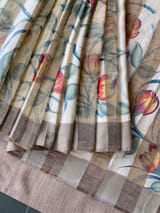 Mul silk handpainted Saree with tissue stripes