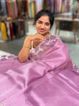 Lilac Organza Saree with Stunning Leaf Embroidered Border SS50315