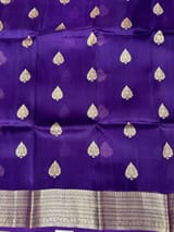 Brinjal monotone Pure Handloom premium Kora Banarasi Saree