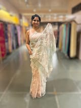 Pure Muslin Ombre Dyed Saree With allover Embroidery