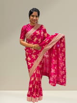 Pink Designer Banarasi Silk Saree