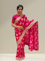 Pink Designer Banarasi Silk Saree