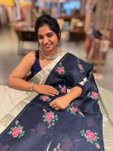 Pure Handloom Tissue saree with organza embroidered border SS50234