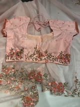 Pink Organza handwork saree with ready to wear blouse