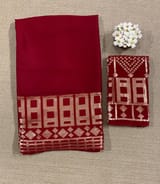 Meroonish Red pure Satin Saree with designer sequence border and blouse SS5038