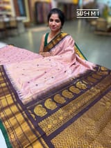 Pastel Pink vintage checks Gadwal Silk Saree : S62F213