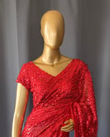 Georgette sequence saree with stitched blouses