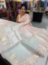 Ombre dyed Pure Organza Saree with parsi gara embroidery SS50283