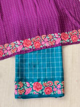 Peacock Blue Mysore Silk Saree with petitepoint embroidery S62111