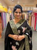 Black Mashru Banaras with embroidery