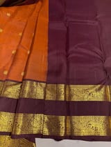 Rust Orange and Winish Brown Vintage  Kanchipuram Gap border Saree SS50174