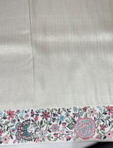 Half White Banarasi brocade Silk Saree with Petite Point Embroidered Border. SS5085