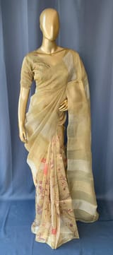 Gold tissue saree in half and half style
