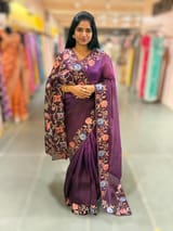 Wine Organza with patan patola inspired embroidery SS50605